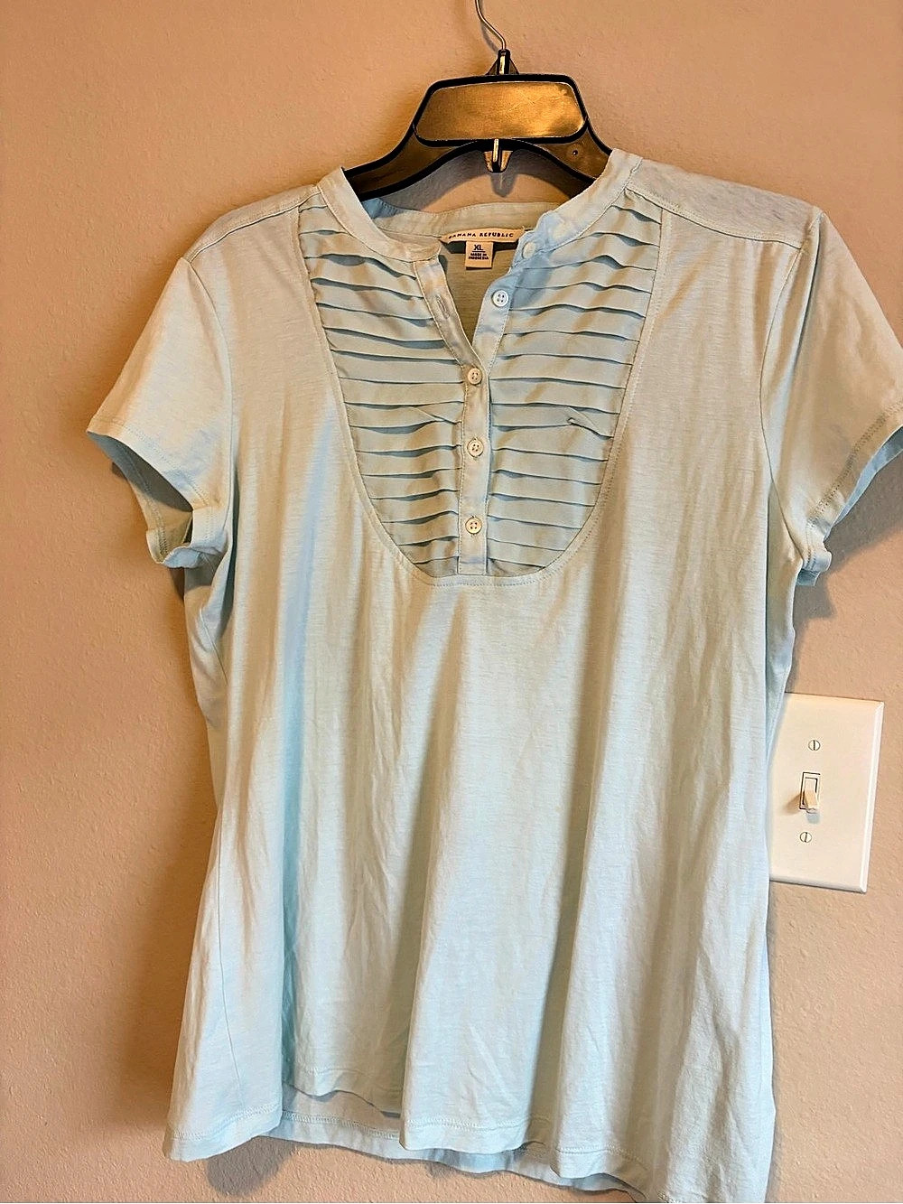Banana Republic Striped Cotton-Silk Tunic light teal XL